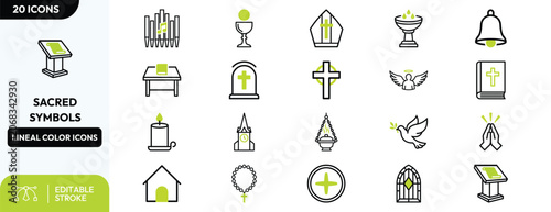 Foto Spiritual Worship Symbols icon set