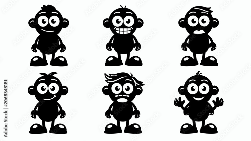 Fototapeta premium Cute Cartoon Characters Set: Happy, Surprised, Excited, Confused
