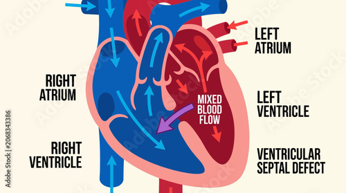 Fotografía Ventricular Septal Defect Congenital Heart Hole Blood Flow Diagram