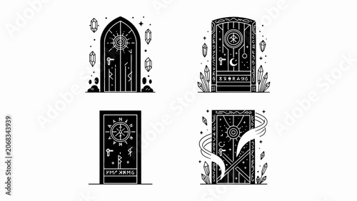 Fényképezés Mystical Doors Collection: Fantasy Gateways with Celestial Symbols