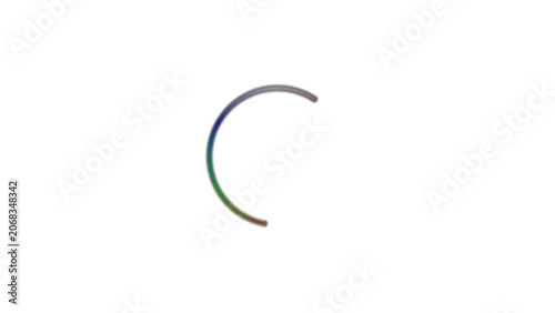 Minimalist rainbow colored loading spinner graphic featuring a thin curved arc line on transparent background