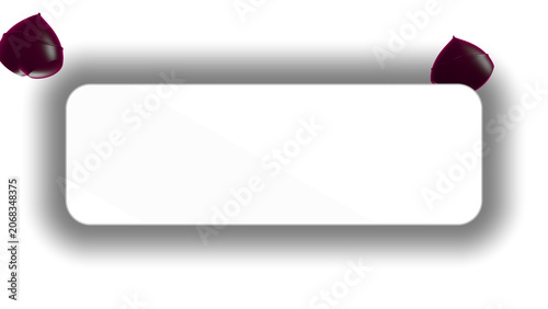 Two dark purple petals frame a white blank rectangle on transparent background