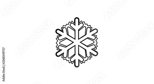 Black Snowflake Icon on White Background.