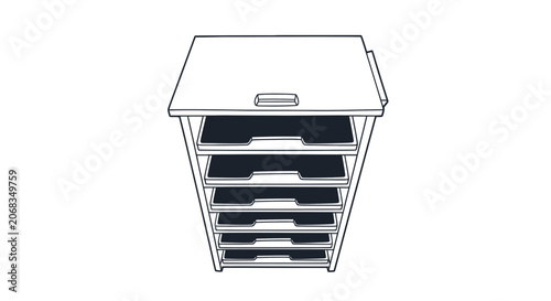 Illustration of Filing Cabinet with Drawers.