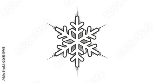 Intricate Snowflake with Six Symmetrical Arms.