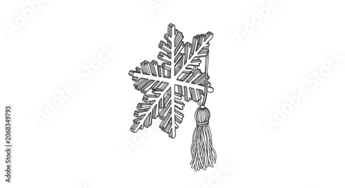 Black and White Illustration of Oak Leaf.
