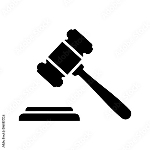 Judge gavel with sound block simple vector icon illustration.