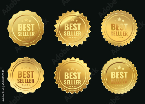 Best Seller Gold Badge Collection Illustration, vector design