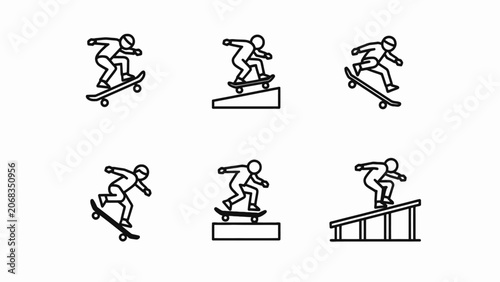 Fotografie Skateboarder Icons: Tricks and Jumps on Ramp and Street