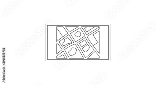 Abstract City Map Blueprint Outline, Urban Planning, Navigation, Geometric Grid