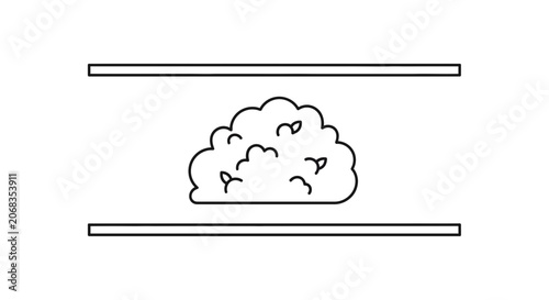 Abstract Cloud Shape with Leaves Between Two Lines