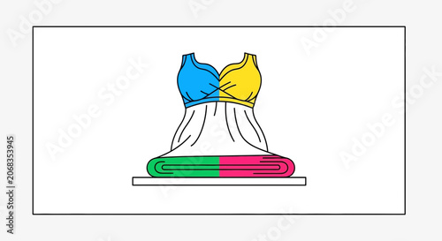 Abstract Colorful Dress Folded Fabric Textile Fashion Design Concept