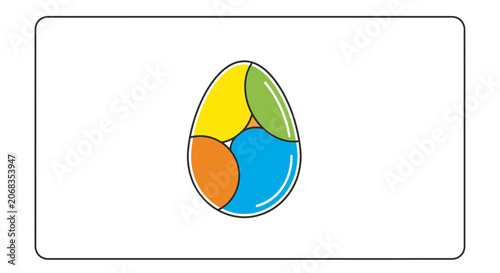 Abstract Colorful Egg Shape with Geometric Segments and Outline
