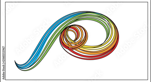 Abstract colorful swirl ribbon, flowing motion, dynamic curves, vibrant spectrum
