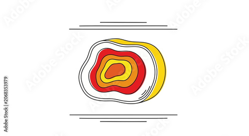 Abstract concentric circles, organic shapes, vibrant colors, modern graphic design element