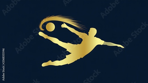 Golden football player silhouette sport graphic design