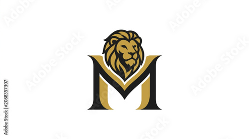 Fotografía Majestic Lion Head Emblem on Letter M.