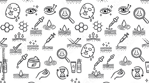 Canvastavla Skincare routine and cosmetic dermatology treatment hand drawn doodle elements w