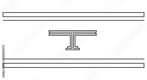 I-Beam Structural Steel Profile, Engineering, Construction, Industrial Design, Architecture Blueprint