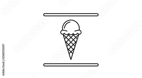 Ice Cream Cone Line Art Icon Vector Illustration