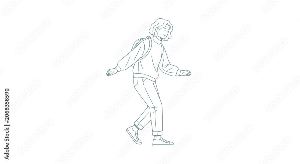 Obraz premium Woman Walking with Arms Outstretched Freely.