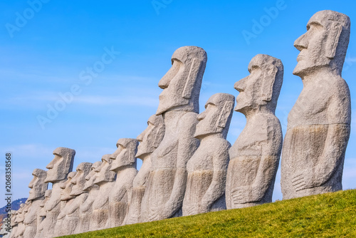 Makomanai Takino Cemetery is a vast greenspace features a collection of 40 Moai head, a Stonehenge replica and a giant Buddha statue.