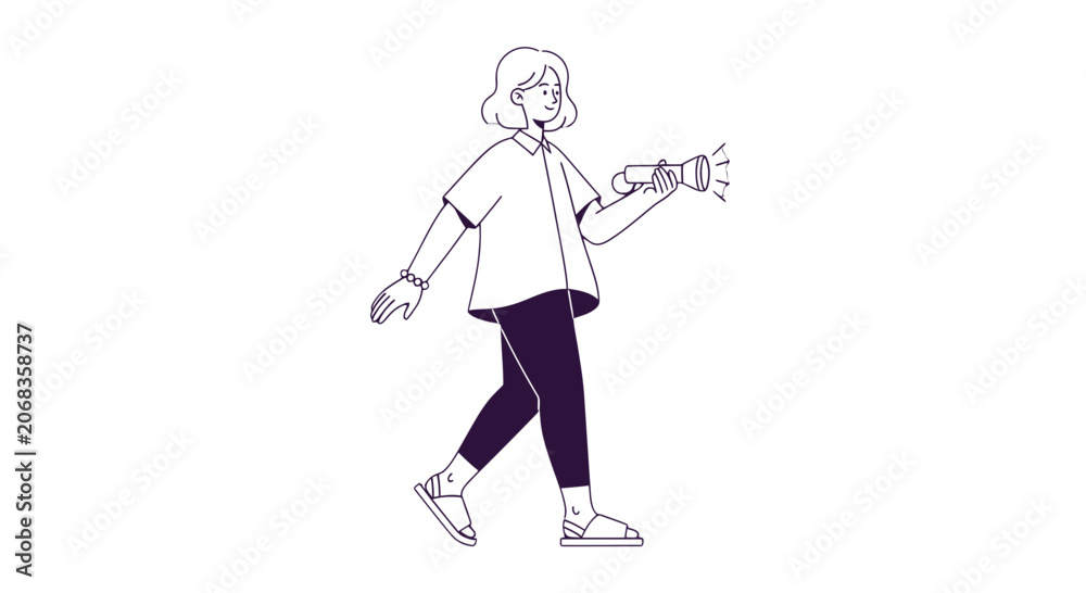 Fototapeta premium Woman Walking and Holding Mobile Phone.