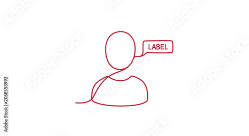Simple Line Drawing of Person with Label.