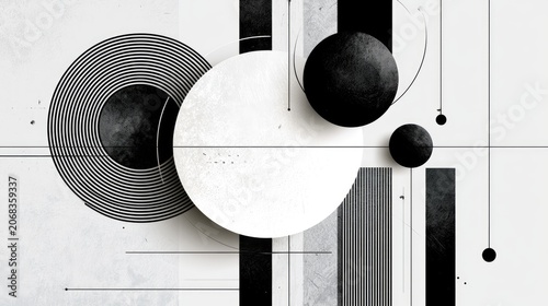 Retro Modern Abstract Design with Circle Geometry in Bauhaus Style
