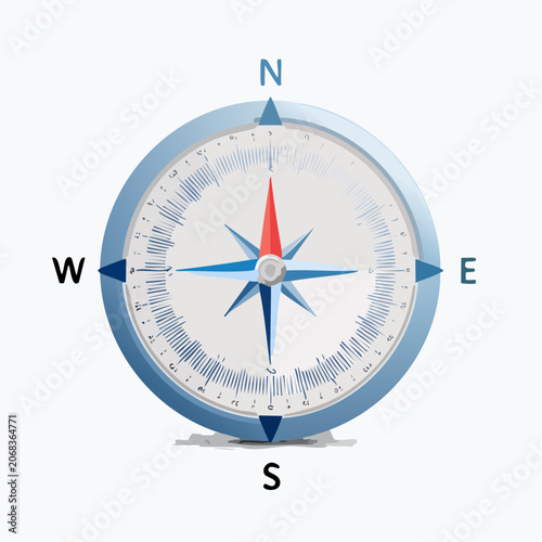 Detailed Compass Illustration Guiding Exploration and Adventure with Precise Directional Indicators for Navigators