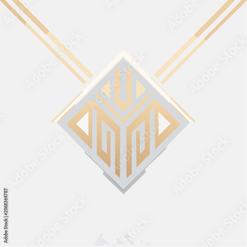 Elegant Geometric Logo Design with Abstract Shapes and Metallic Accents