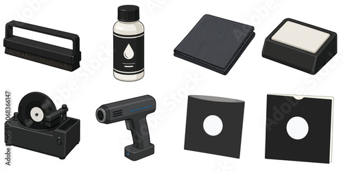 Vinyl Record Cleaning Collection with Record Brush Stylus Cleaner Cleaning Machine and Anti Static Gun