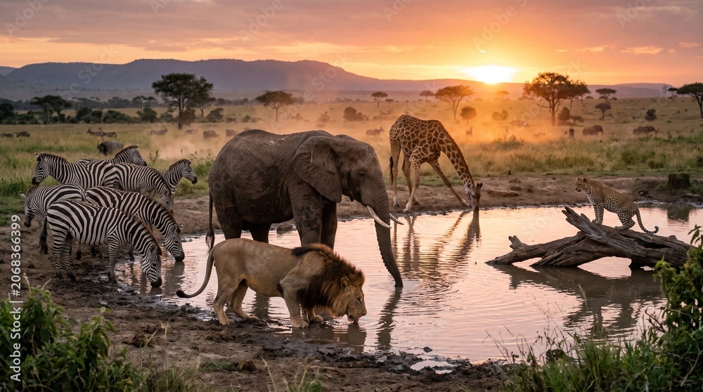 Fototapeta premium Photo collection of wild animals