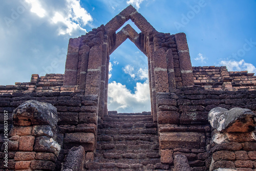 Bild auf Leinwand The most beautiful Viewpoint Historic temple of Sukhothai Historical Park, Thailand