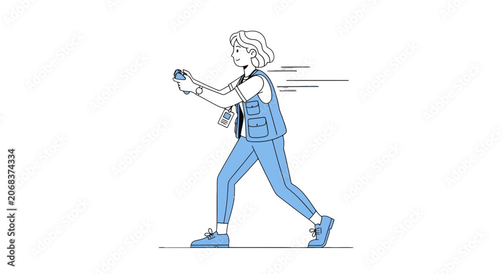 Fototapeta premium Woman Walking and Using Mobile Phone.