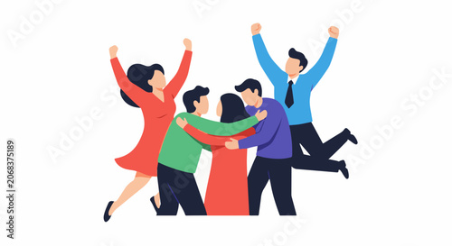A group of four people celebrating