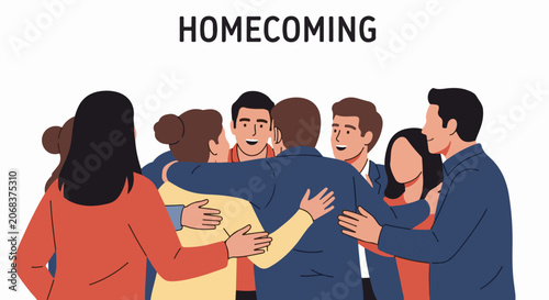 A group of people hugging each other