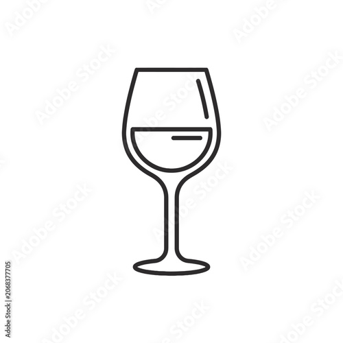 A simple black line icon of a wine glass on white
