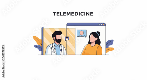 A doctor and patient in telemedicine consultation