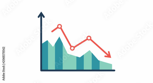A downward trend graph showing decline