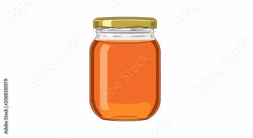 A jar filled with a vibrant orange liquid