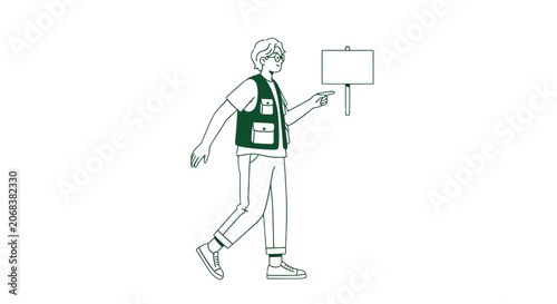 Foto Person Walking with Sign in Hand.