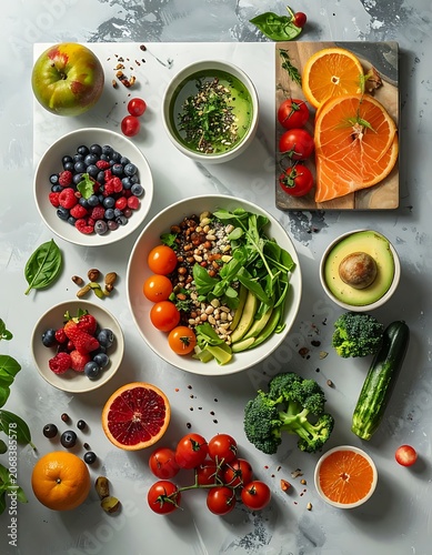 Fresh fruits and vegetables for healthy eating.