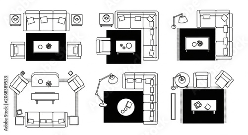 Top View Furniture Layouts for Living Room Design Ideas.