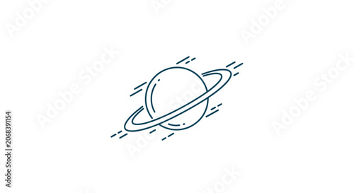 Simple Line Drawing of Planet Saturn.