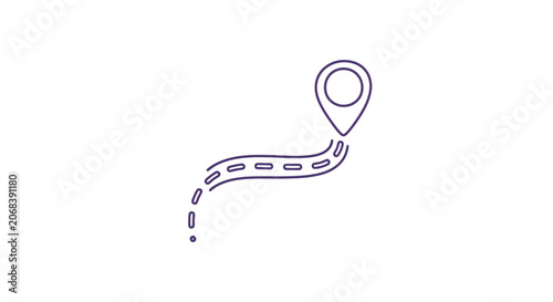 Simple Line Drawing of Map Pin and Road.