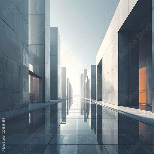 Modern architecture with sleek reflective surfaces.