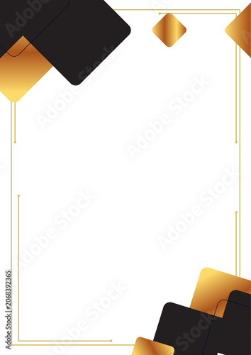 professional graduation certificate background template with charcoal black gold polygon element