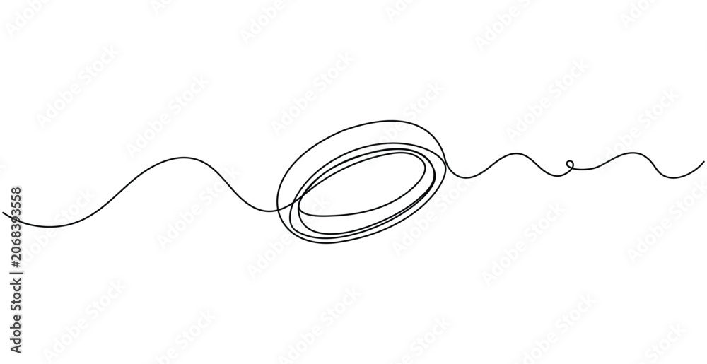 Obraz premium Wedding Ring Continuous One Line Drawing Minimalist Symbol Vector Design