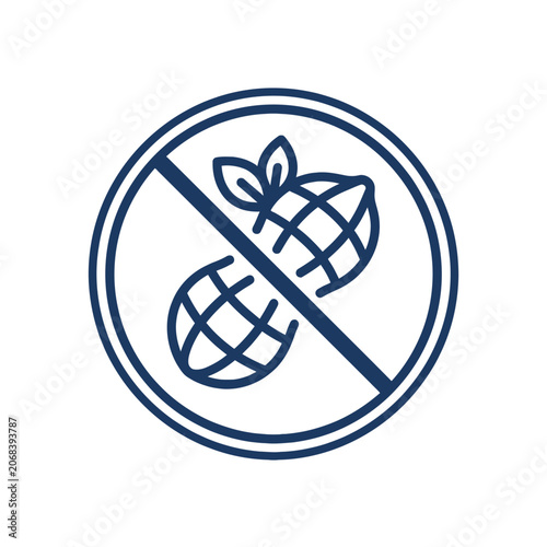 A blue peanut free icon isolated on a white background